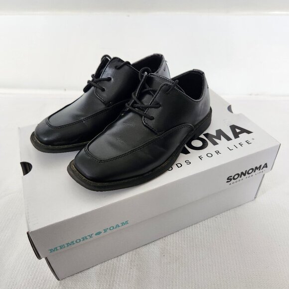 Sonoma Alexander Black Lace Up Dress Shoes Memory Foam Boys Size 12 M - Picture 1 of 12